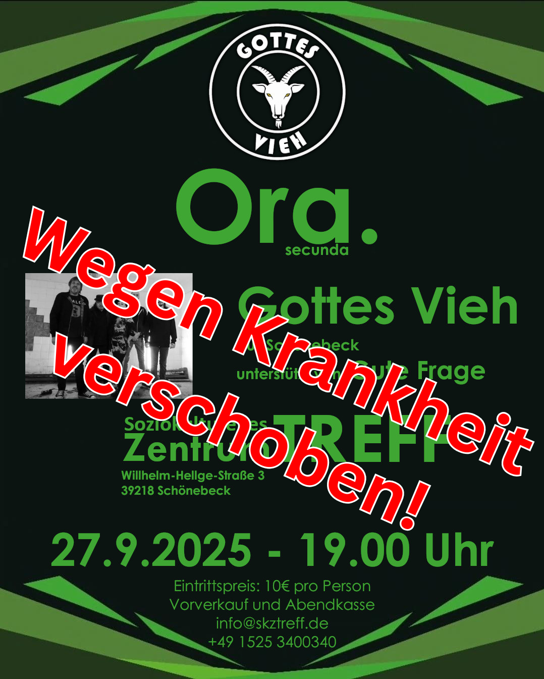 Wegen Krankheit verschoben!